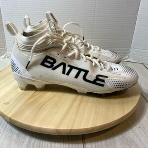 Battle AstroFly Football Cleats Men 11  White Black SPEEDSKIN Mid-Cut